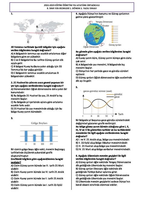 8 sınıf fen bilimleri 4 ünite test pdf